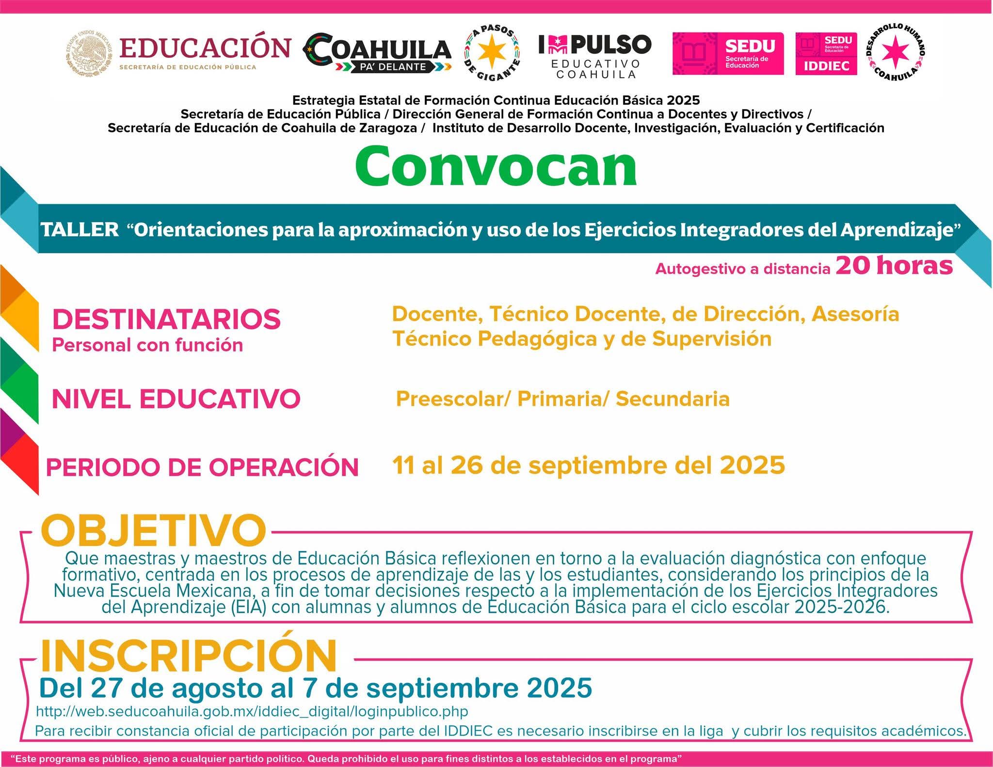 Taller “Orientaciones para la aproximación y uso de los Ejercicios Integradores del Aprendizaje”.